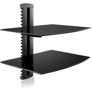 Speaker Mount,Floating Glass Shelf Wall Mount Bracket for DVDPlayers/Cable Boxes
